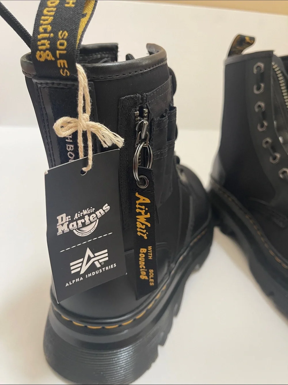 Dr. Martens Air Wair Black Zip Front Lace-Up Boots
